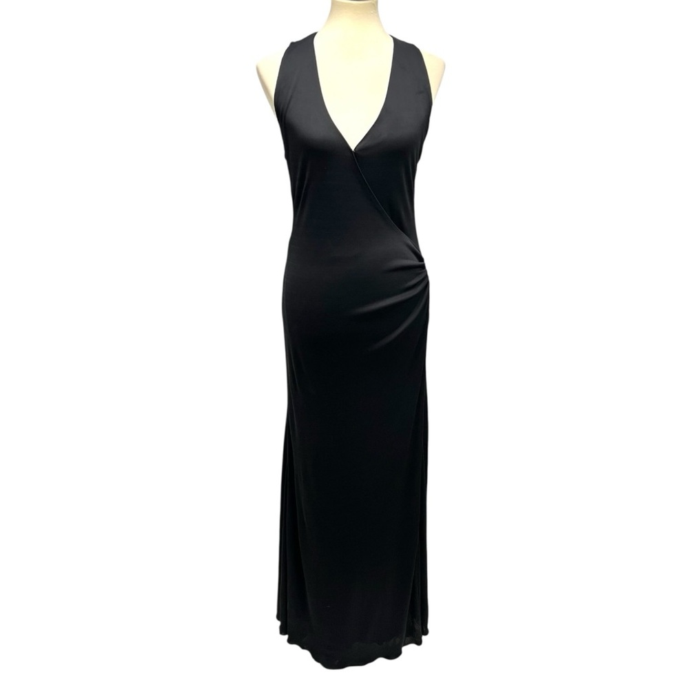 Ralph Lauren Collection Purple Label Black Silk Blend Faux Wrap Gown Dress Sz 8